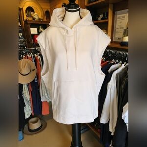 Athleta Oversized Sleeveless Cream Swestshirt Hoodie Women's Size Large